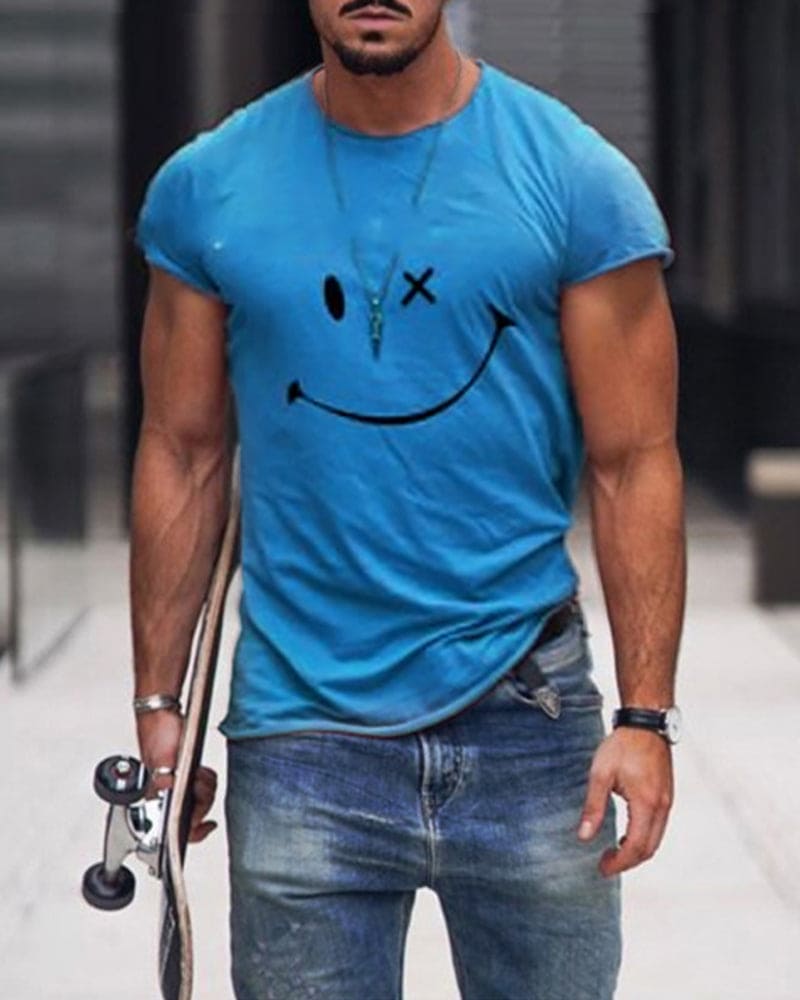 T-shirt da Uomo in Cotone a Maniche Corte Girocollo Casual