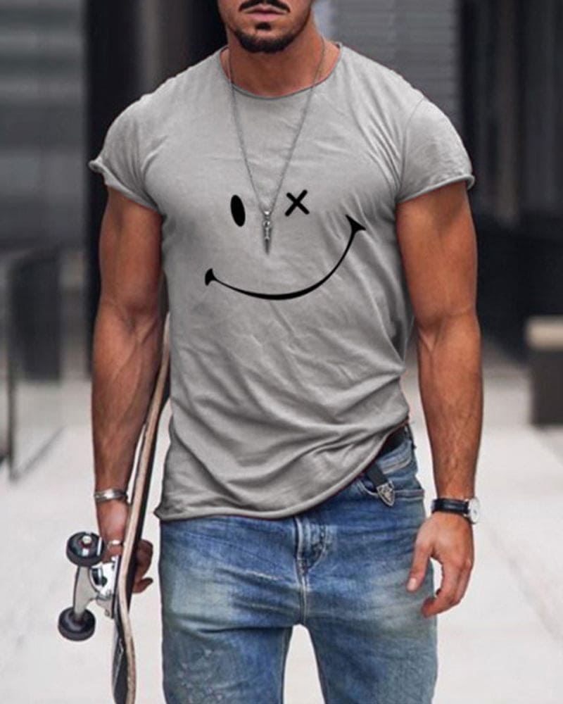 T-shirt da Uomo in Cotone a Maniche Corte Girocollo Casual