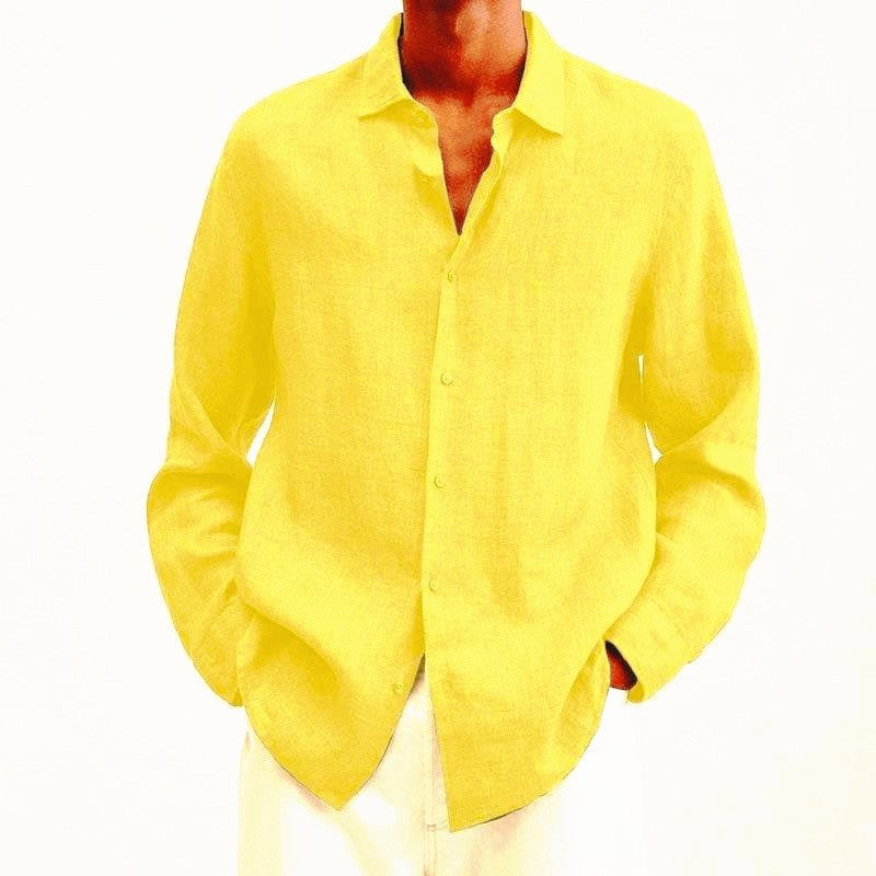 Camicia in lino a maniche lunghe da uomo