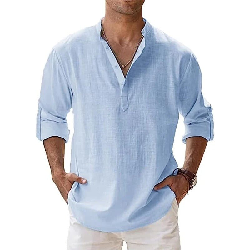 Camicia da Uomo in Cotone e Lino – Leggera, Traspirante e Casual per l'Estate