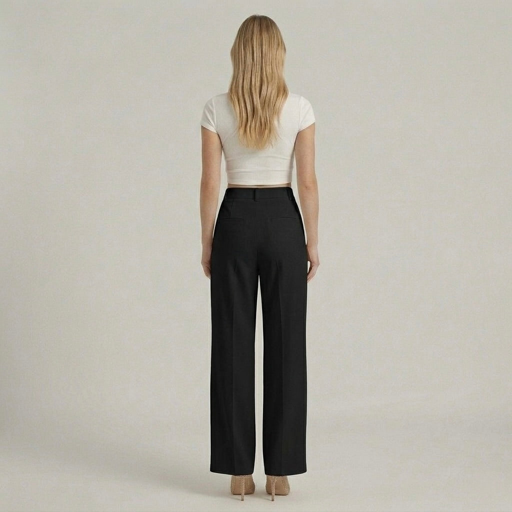 Pantaloni Eleganti da Donna a Gamba Larga – Pantaloni Vita Alta Casual Chic