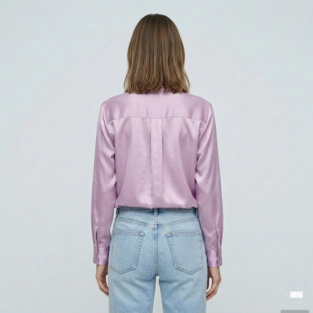 Blusa elegante da donna a maniche lunghe stile satinato moderno