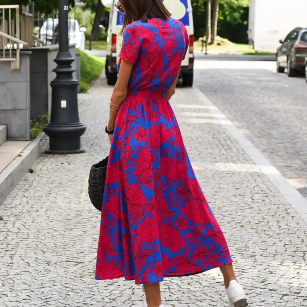 Vestito a portafoglio con stampa floreale da donna
