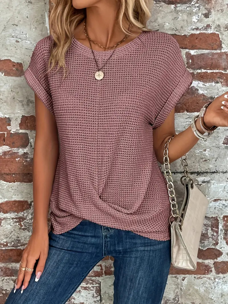 T-shirt Estivo da Donna con Maniche Corte e Girocollo in Tessuto Leggero