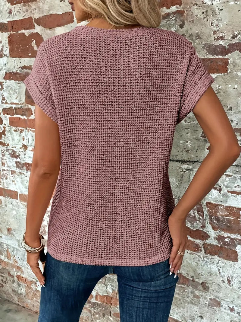 T-shirt Estivo da Donna con Maniche Corte e Girocollo in Tessuto Leggero