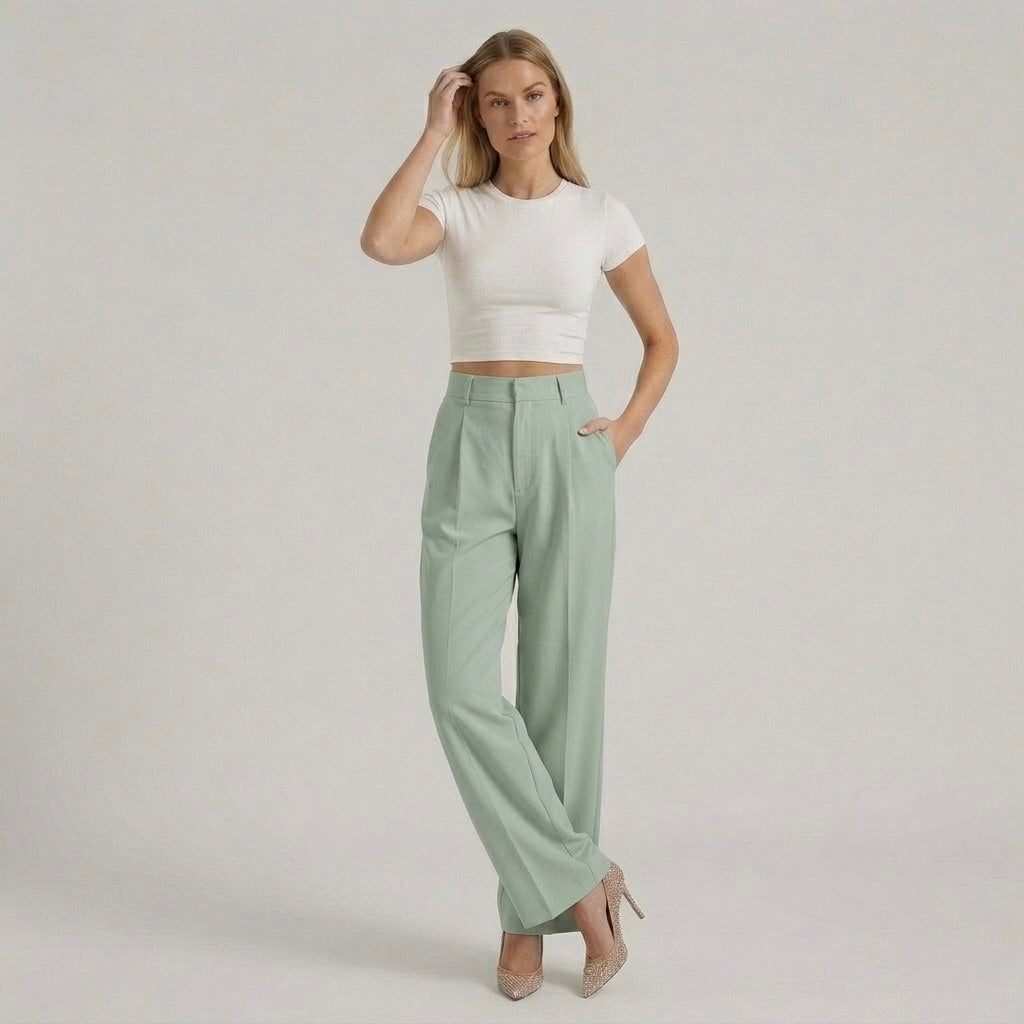 Pantaloni Eleganti da Donna a Gamba Larga – Pantaloni Vita Alta Casual Chic