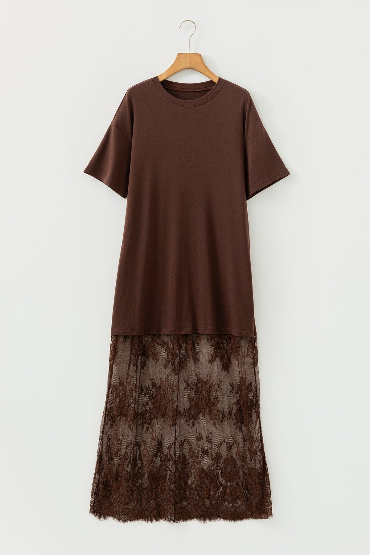 Abito Maxi Largo a Maniche Corte con Patchwork Floreale
