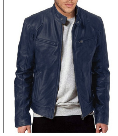 Giacca in pelle classica da uomo – Giacca da motociclista slim fit di alta qualità