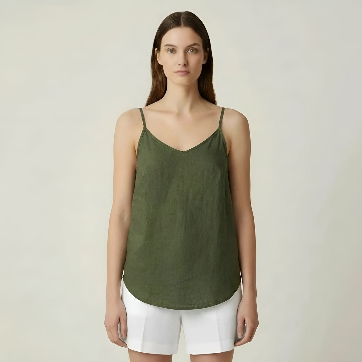 Canotta donna lino estiva spalline sottili top casual leggero traspirante