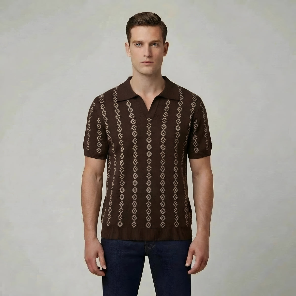 Polo uomo maglia traforata manica corta colletto camicia casual estiva uomo