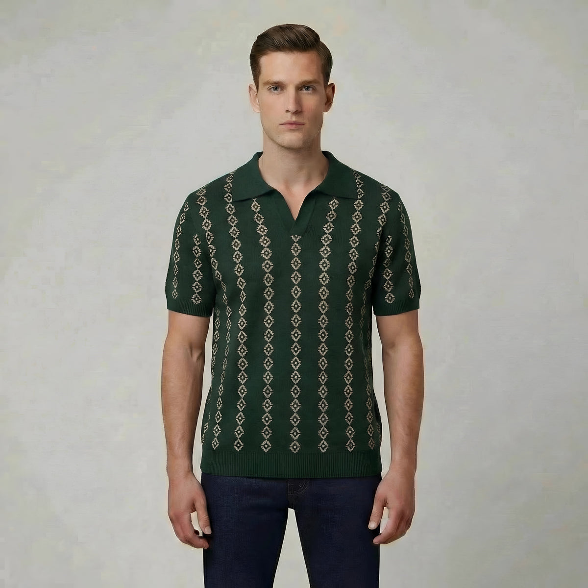 Polo uomo maglia traforata manica corta colletto camicia casual estiva uomo