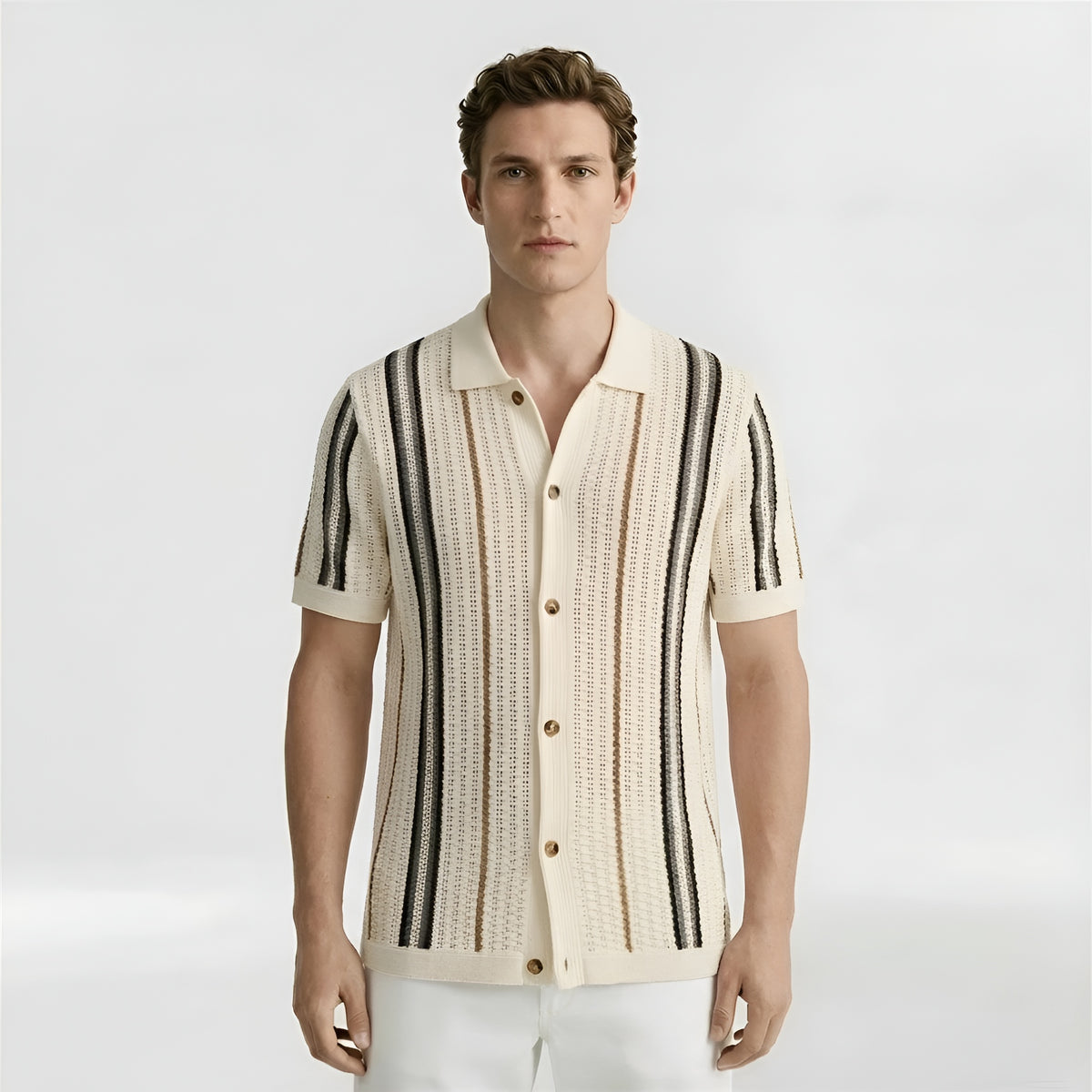 Camicia Uomo a Maglia Maniche Corte con Colletto Camicia Casual Traspirante Uomo