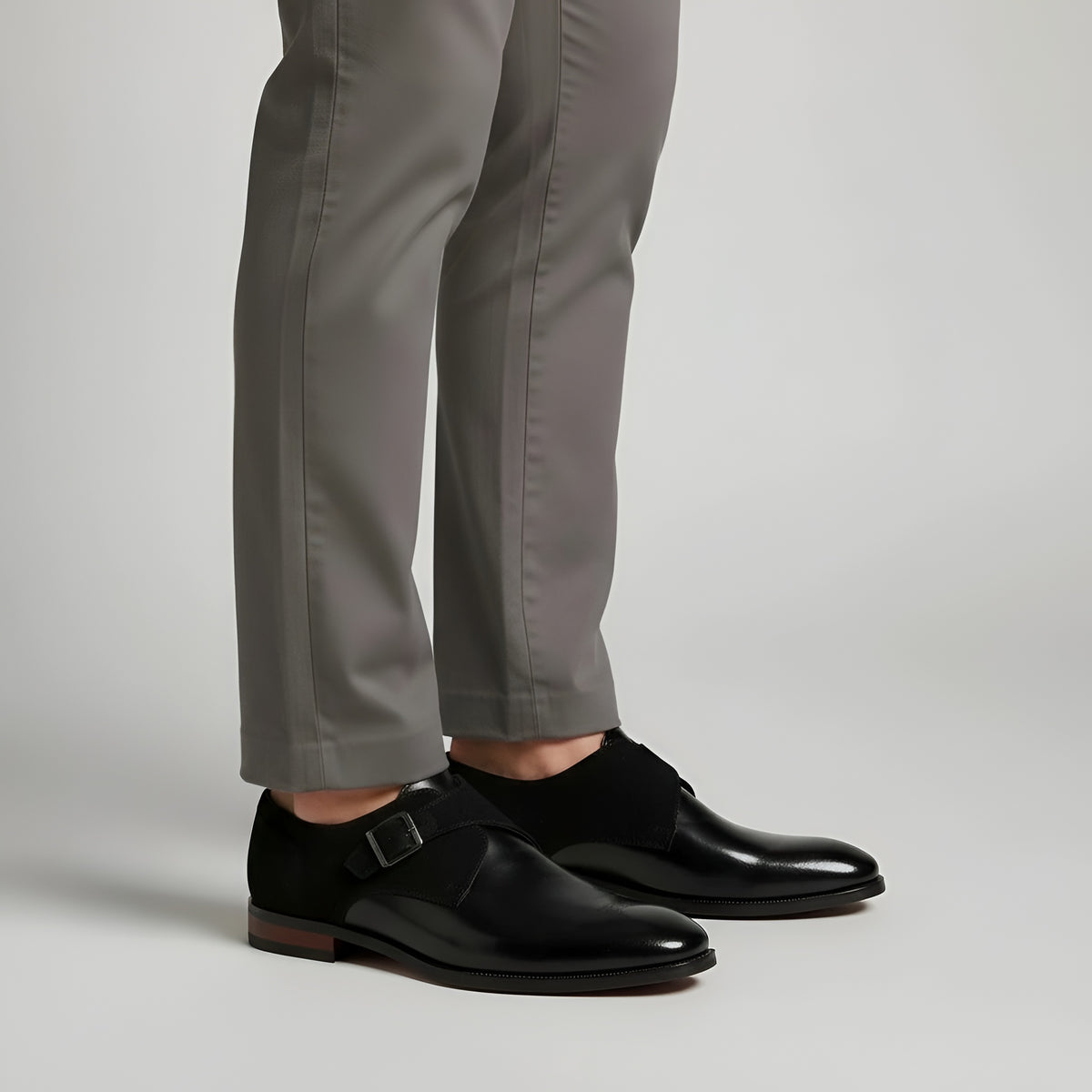 Scarpe Eleganti Uomo Monk Strap con Fibbia in Pelle Sintetica Scarpe Formali Uomo