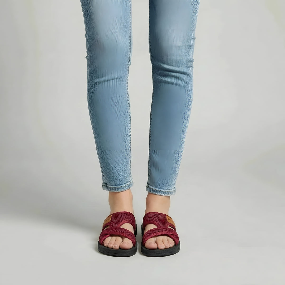 Sandali Donna Infradito Casual con Fasce in Tessuto Ciabatte Estive Suola Gomma