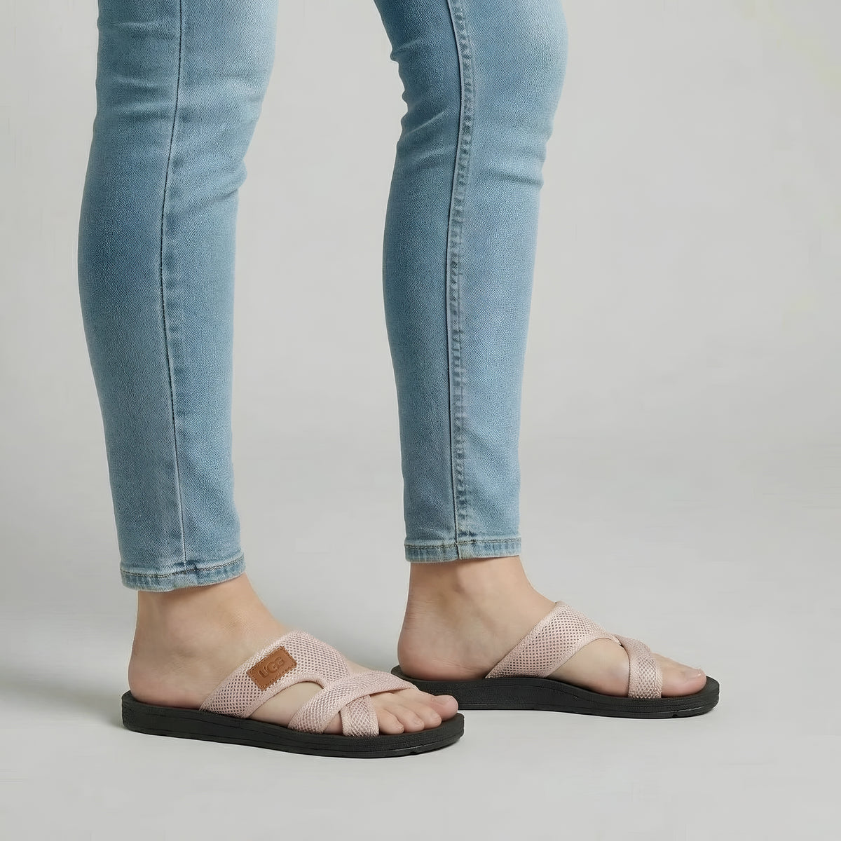 Sandali Donna Infradito Casual con Fasce in Tessuto Ciabatte Estive Suola Gomma