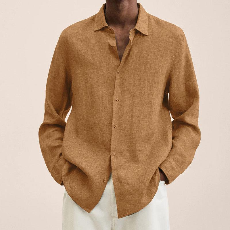 Camicia in lino a maniche lunghe da uomo
