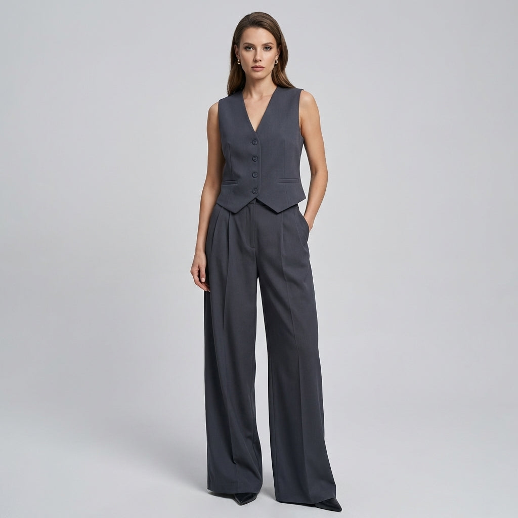 Elegante Set Blazer Senza Maniche da Donna