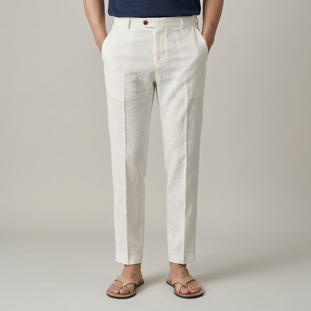 Elegante Pantalone Uomo Gamba Dritta Tasche Laterali