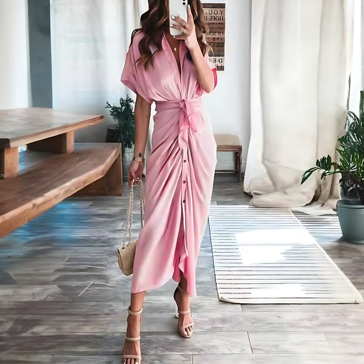 Elegante Abito con Rouches