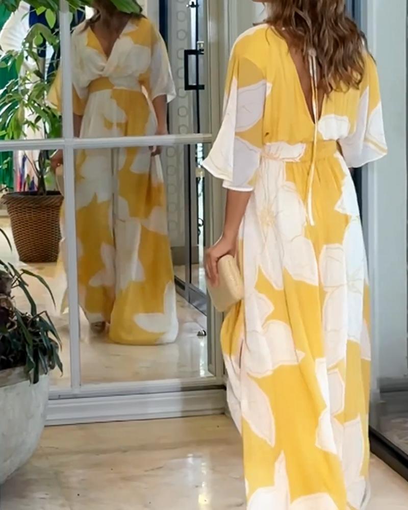 Abito da Donna – Elegante Abito Floreale con Dettagli a Contrasto e Taglio Femminile