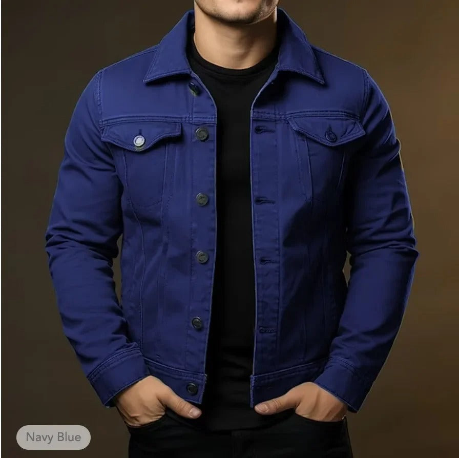 Giacca di Jeans Uomo Leggera | Giubbotto Denim Casual Primaverile | Capospalla Versatile con Taglio Moderno e Strutturato