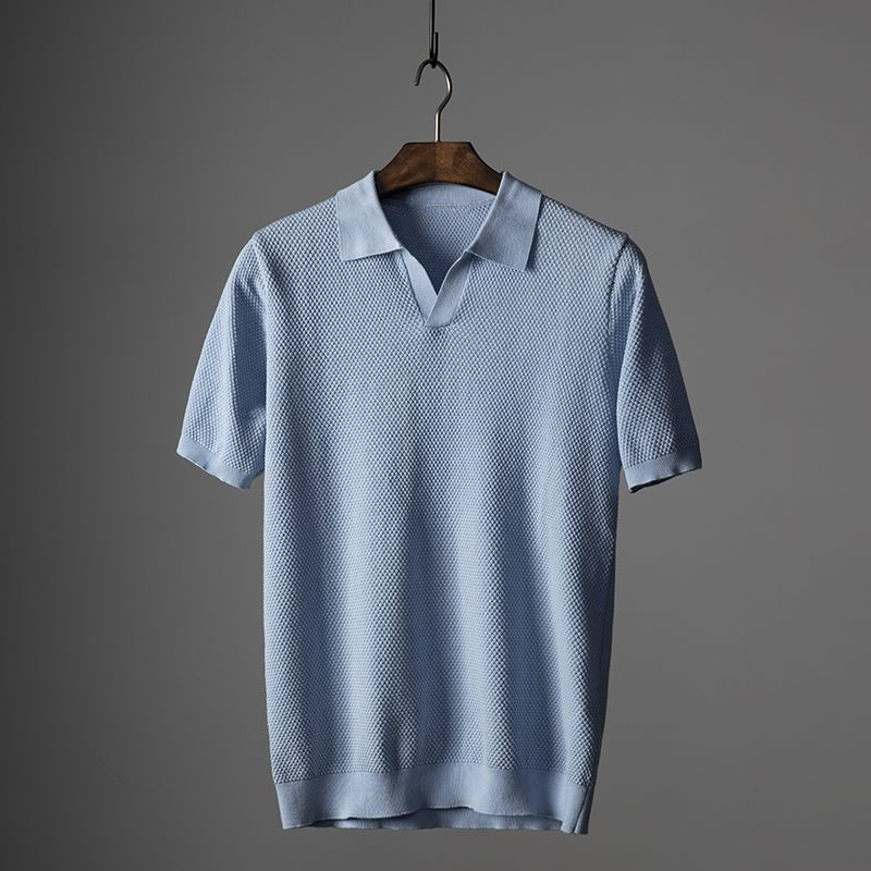 Polo da uomo a maniche corte in maglia testurizzata