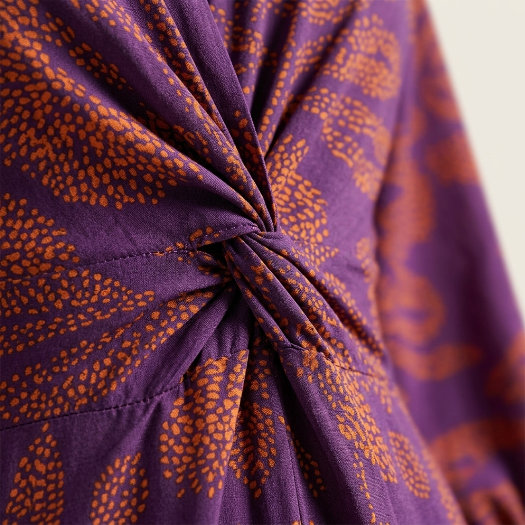 Carmen | Vestito Lungo Stampato Ospite di Nozze con Drappeggio
