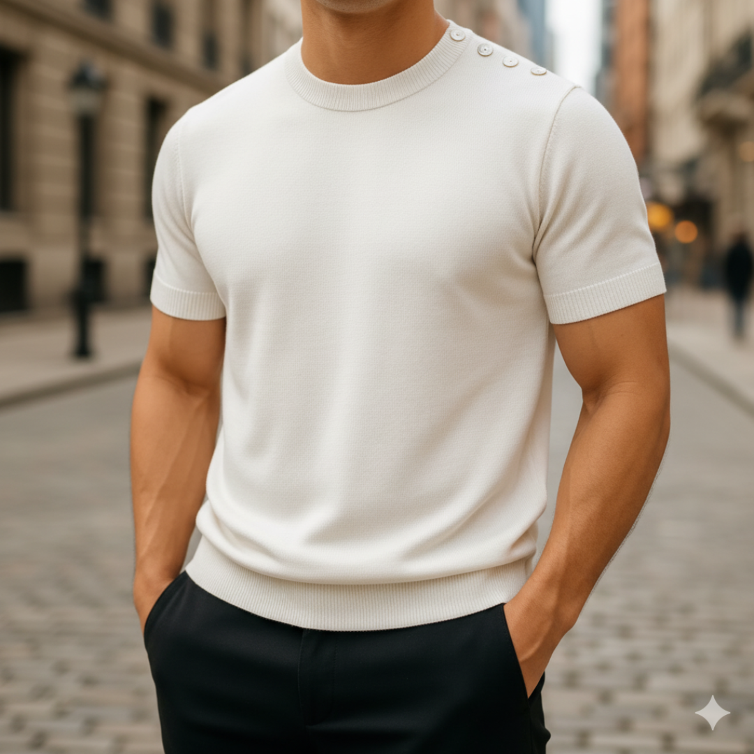 Maglione a Maniche Corte in Cashmere da Uomo