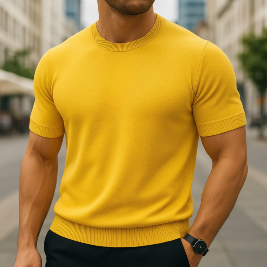 Maglione a Maniche Corte in Cashmere da Uomo