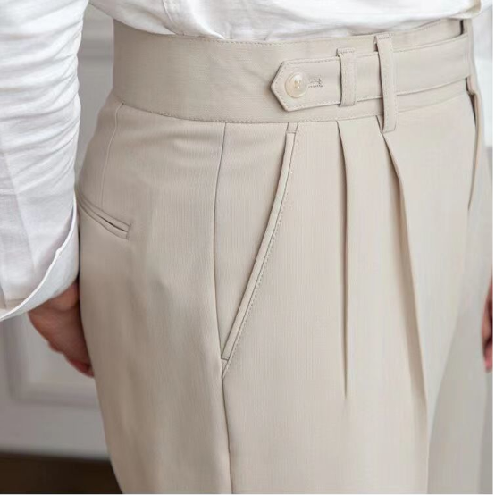 Elegante Pantalone Uomo Sartoriale Piega Gamba Dritta