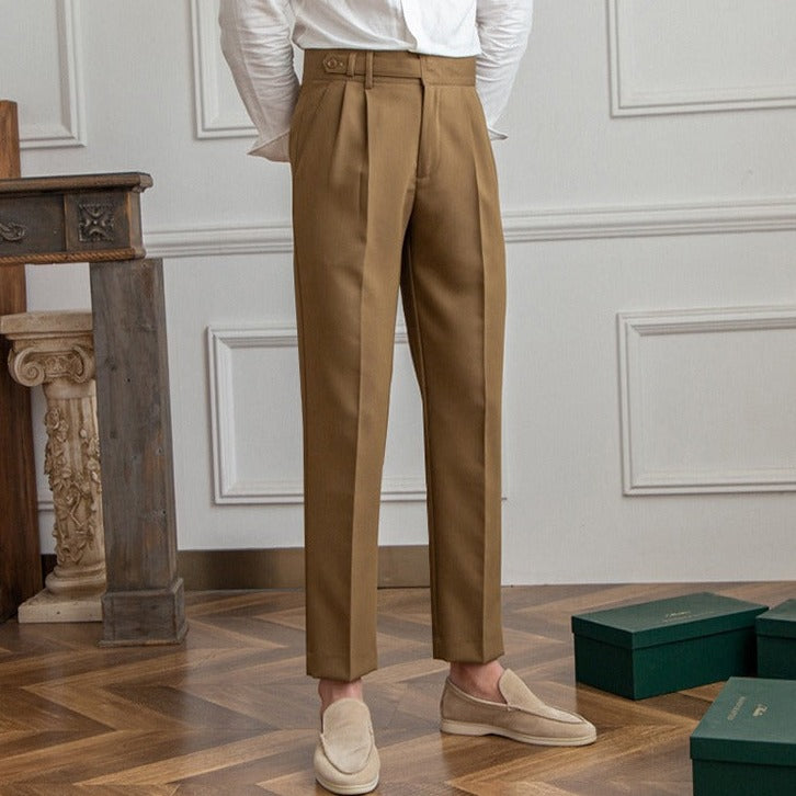Elegante Pantalone Uomo Sartoriale Piega Gamba Dritta