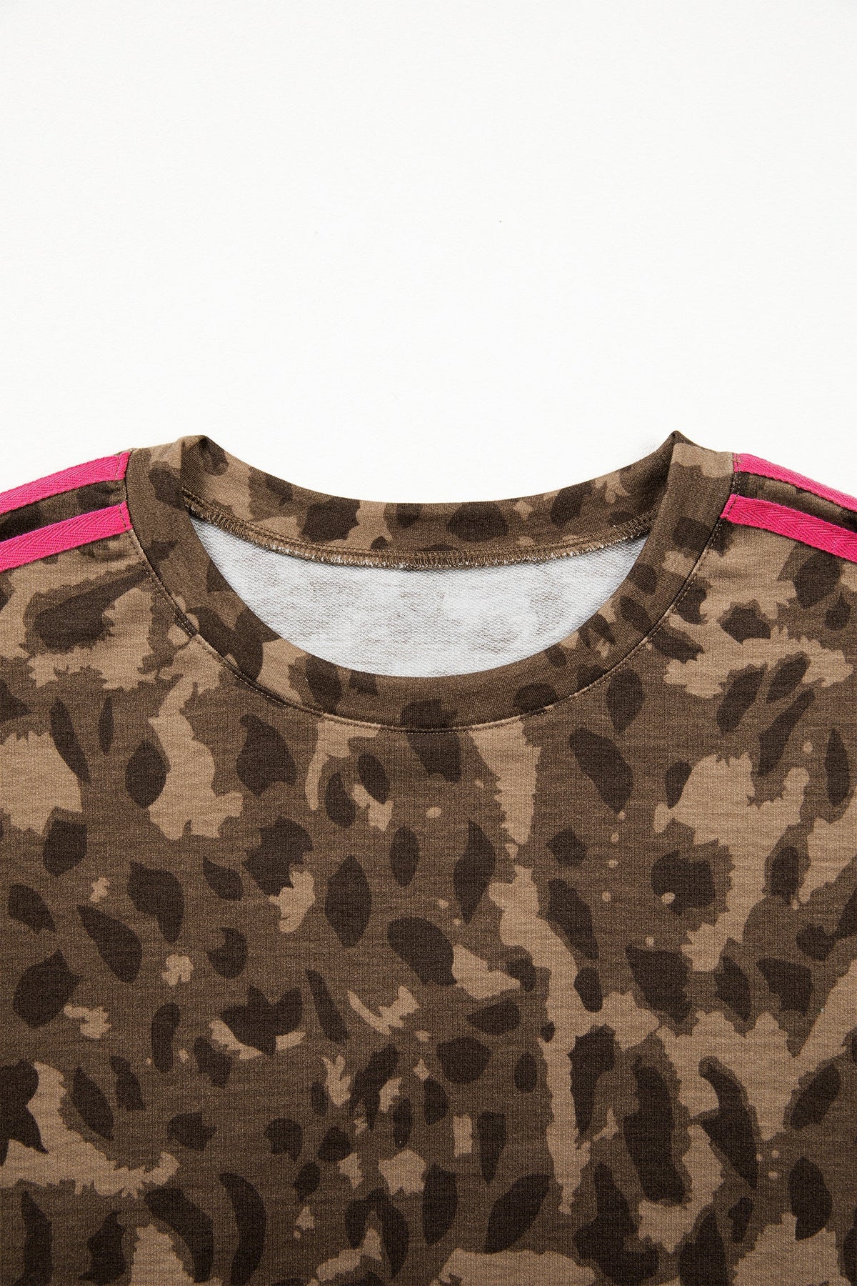 Vestito Mini a T-shirt Marrone con Stampa Leopardata e Tasche