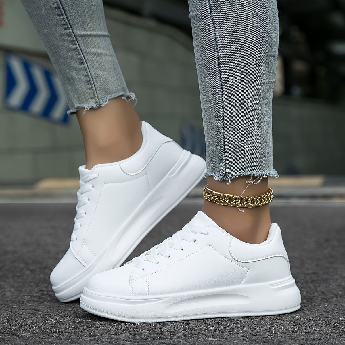 Sneakers in Pelle Bianca da Donna