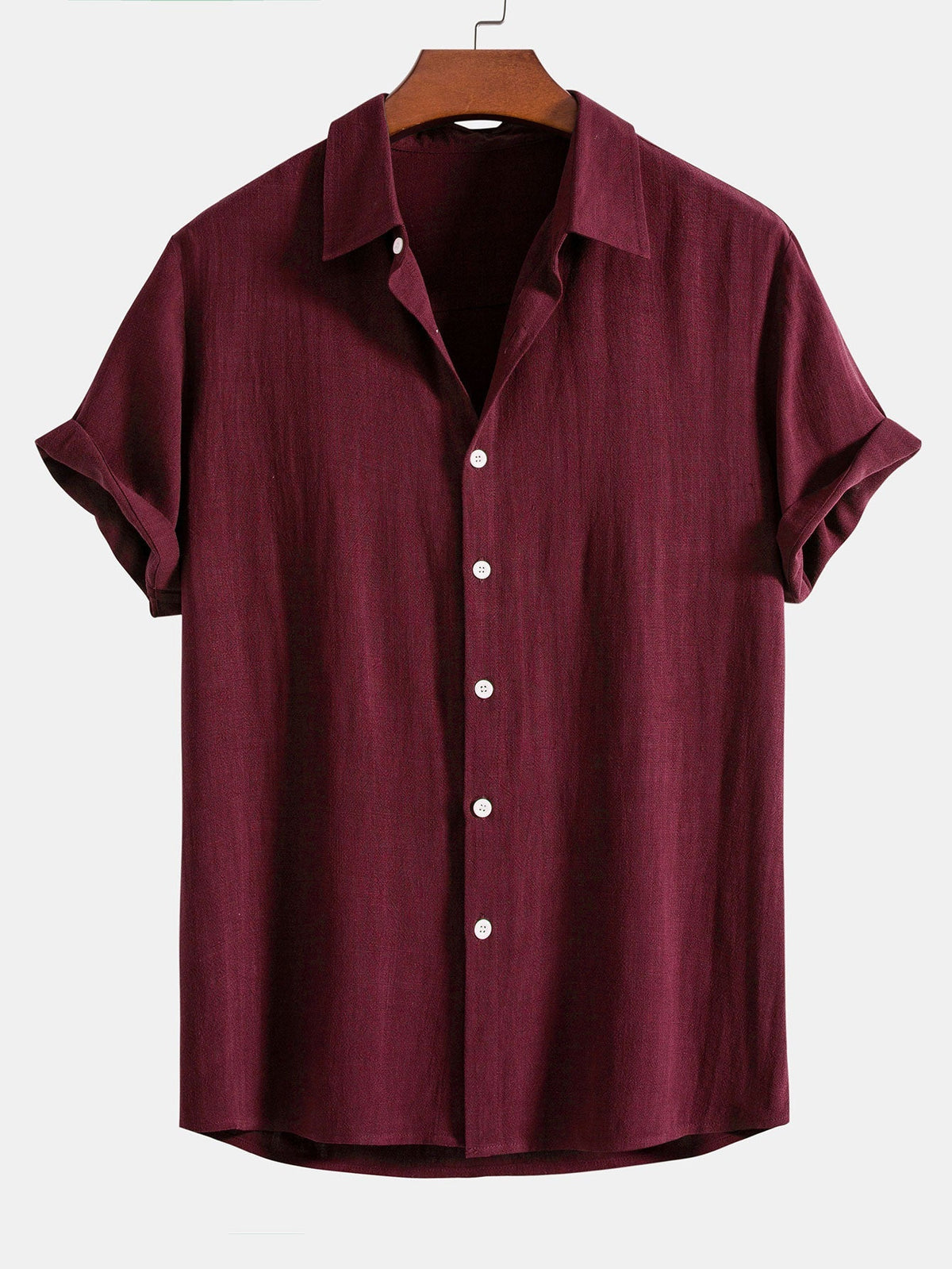 Camicia da uomo in misto lino a maniche corte vestibilità rilassata