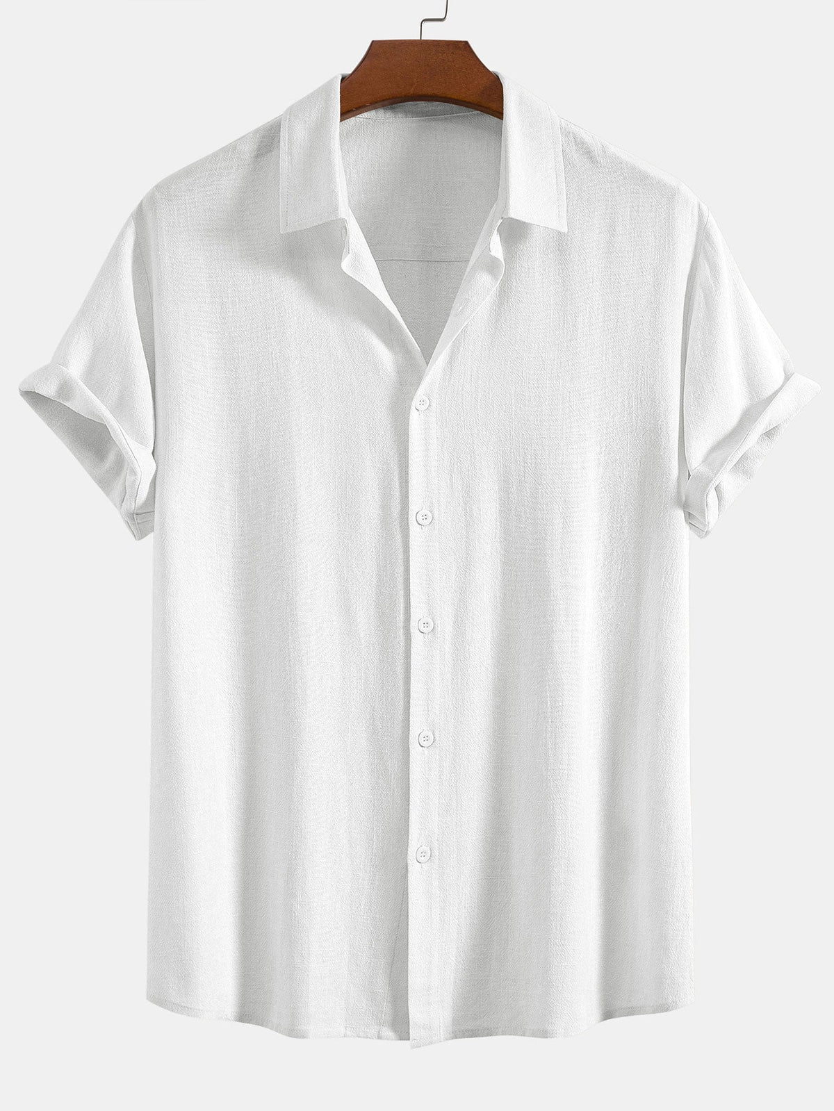 Camicia da uomo in misto lino a maniche corte vestibilità rilassata