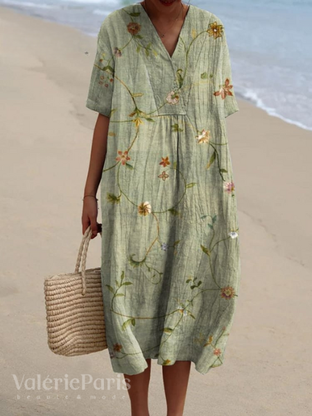 Vestito Estivo a Fiori da Donna | Abito Leggero e Traspirante con Taglio Morbido e Silhouette Fluida per Mare e Vacanze