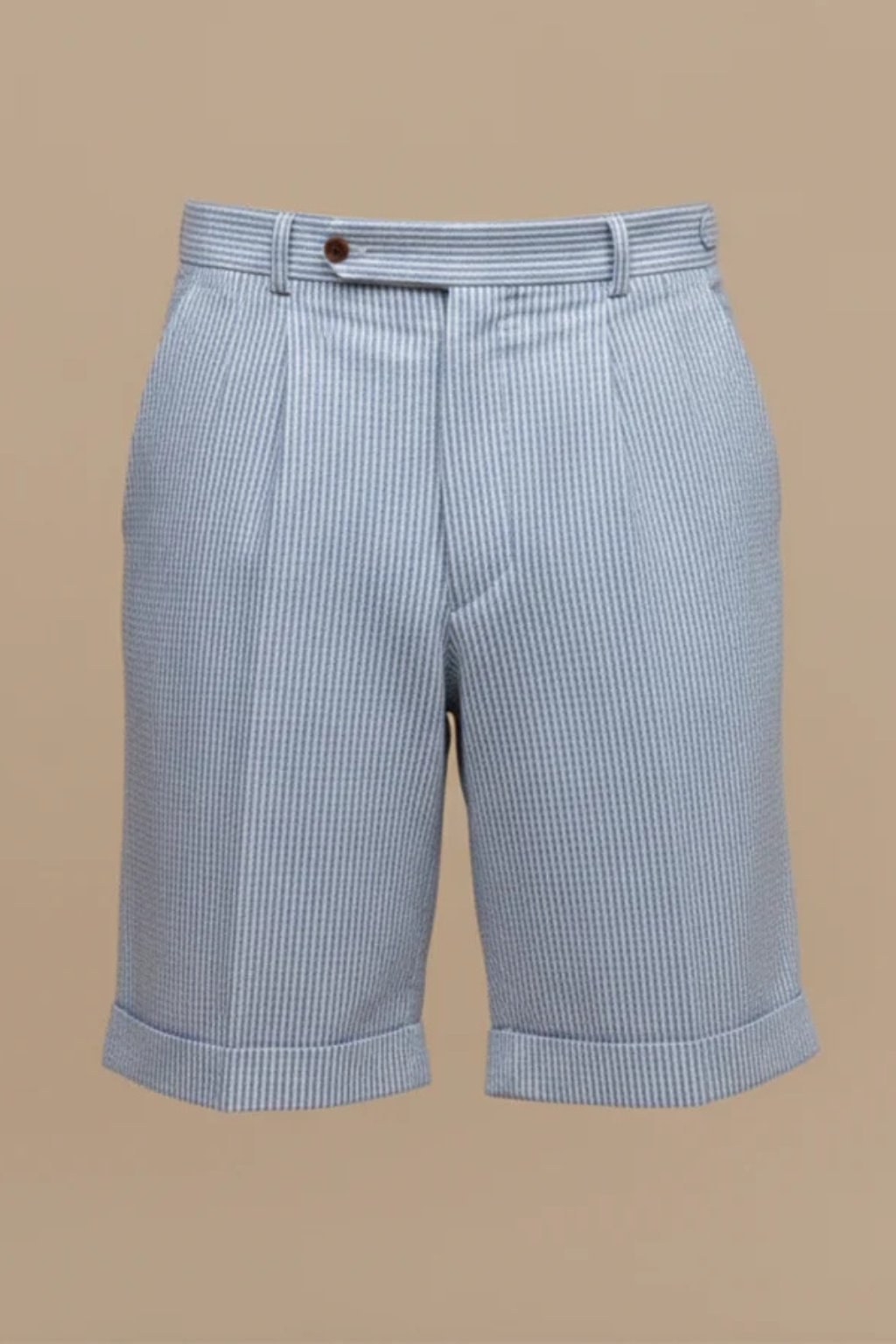 Scott | Pantaloncini Chino da Uomo a Vita Alta con Righe Seersucker e Risvolto