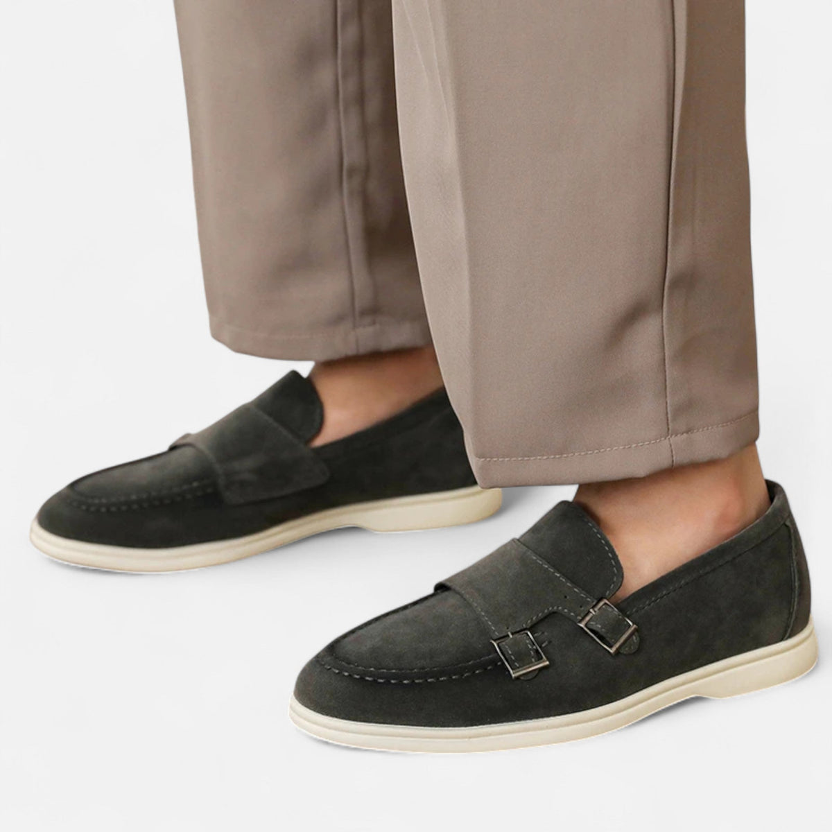 Mocassini Monk Strap in Scamosciato da Uomo – Eleganza Slip-On