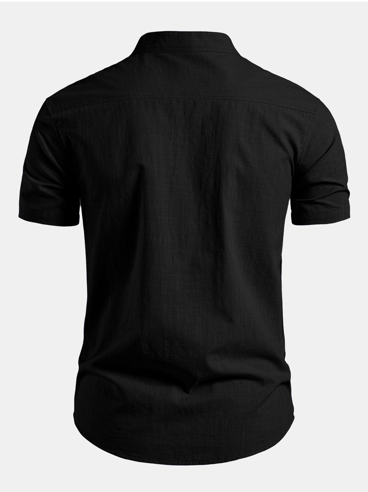 Camicia da Uomo a Maniche Corte con Collo alla Coreana - Vestibilità Sartoriale