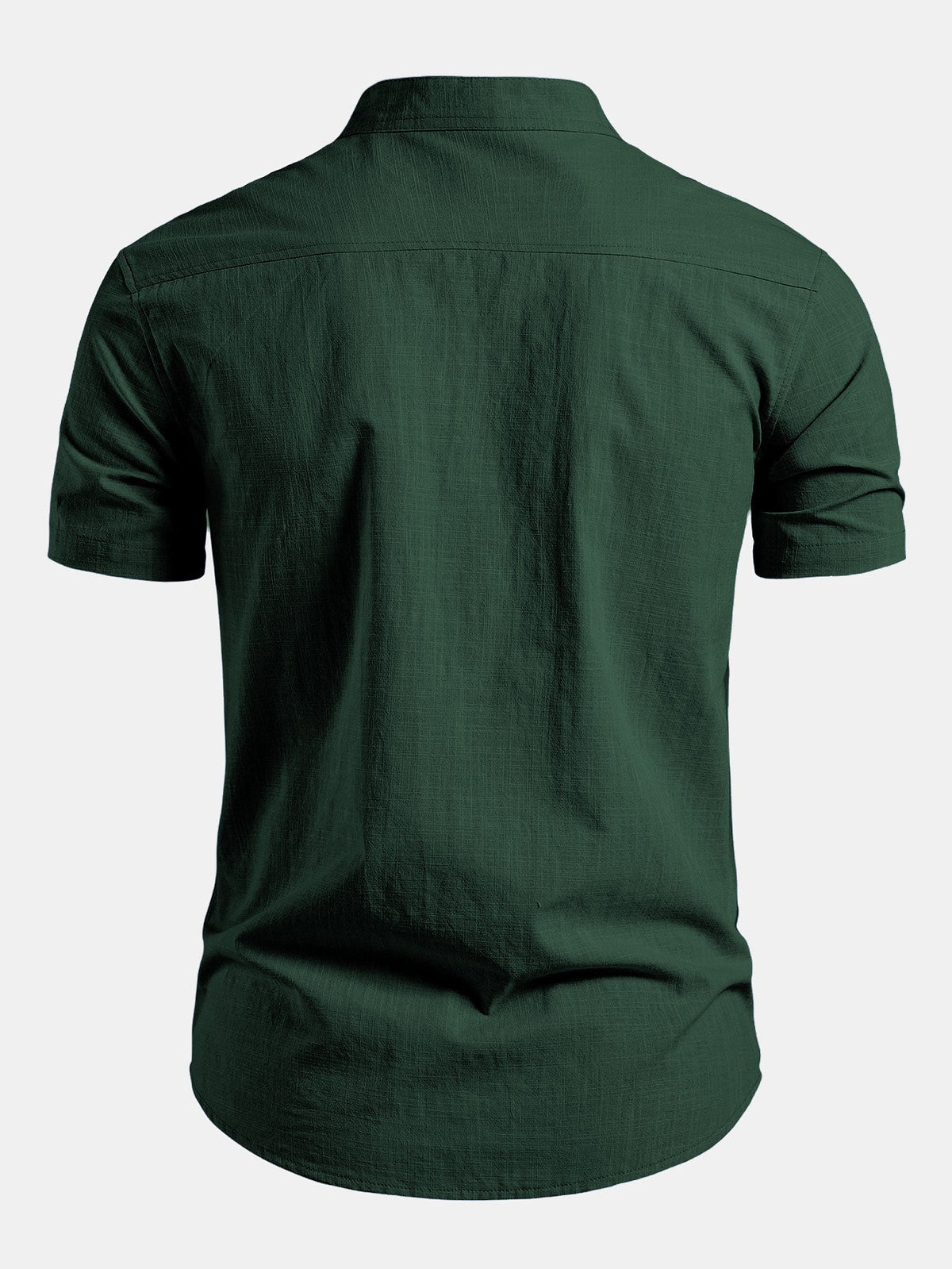 Camicia da Uomo a Maniche Corte con Collo alla Coreana - Vestibilità Sartoriale