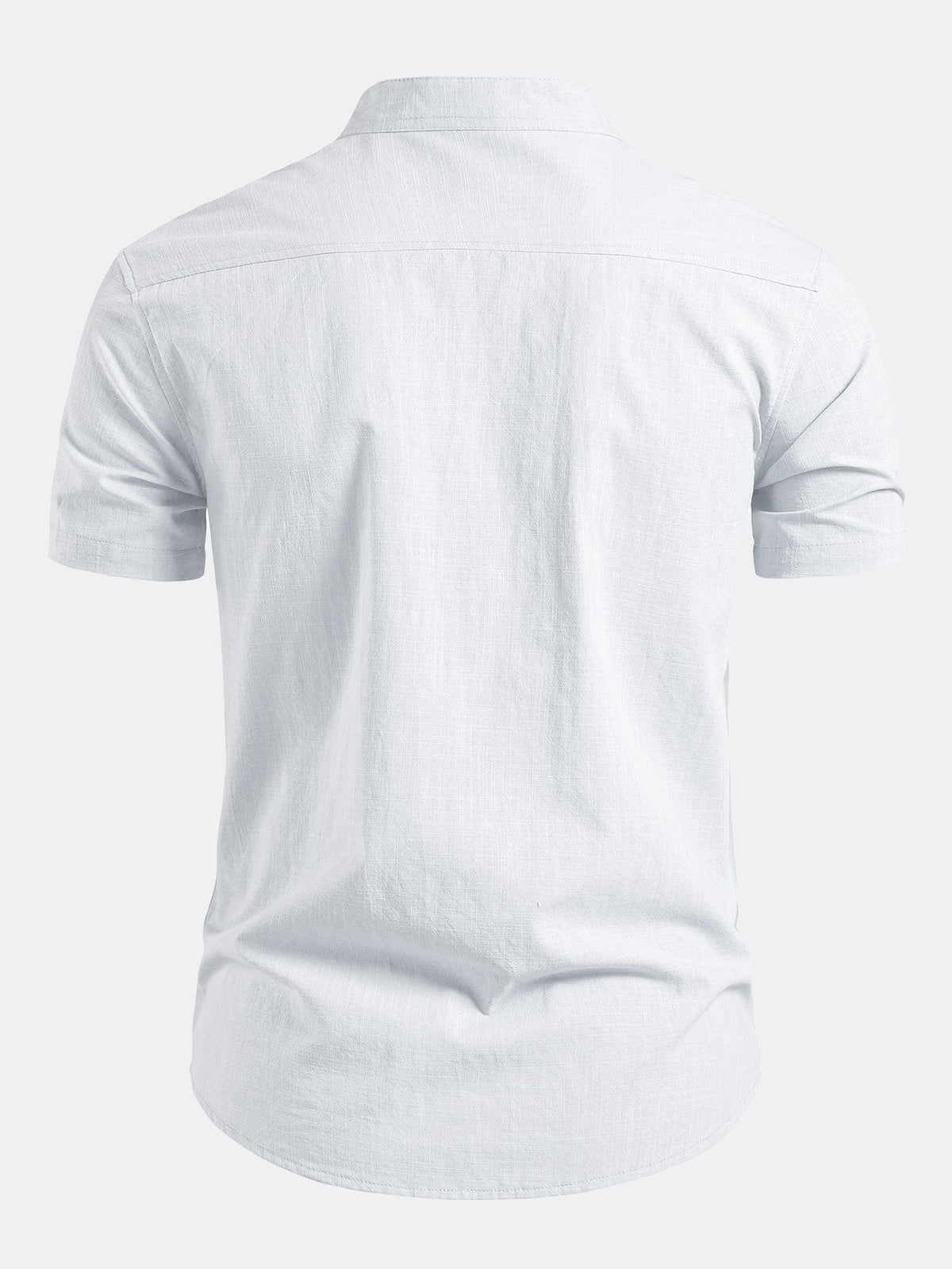 Camicia da Uomo a Maniche Corte con Collo alla Coreana - Vestibilità Sartoriale