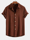 Camicia Uomo in Misto Lino a Maniche Corte | Camicia Estiva Traspirante Vestibilità Relaxed con Chiusura a Bottoni
