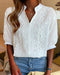 Blusa da Donna – Top con Scollo a V e Maniche a Sbuffo, Misto Cotone e Dettagli Patchwork