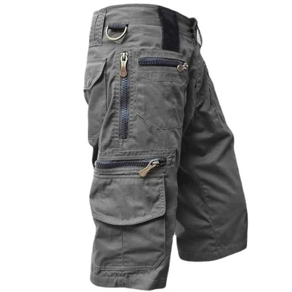 Pantaloncini Cargo da Uomo con Tasche Multiple e Zip Stile Outdoor