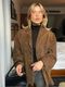 Giacca Blazer Oversize Elegante in Pelle Scamosciata Marrone