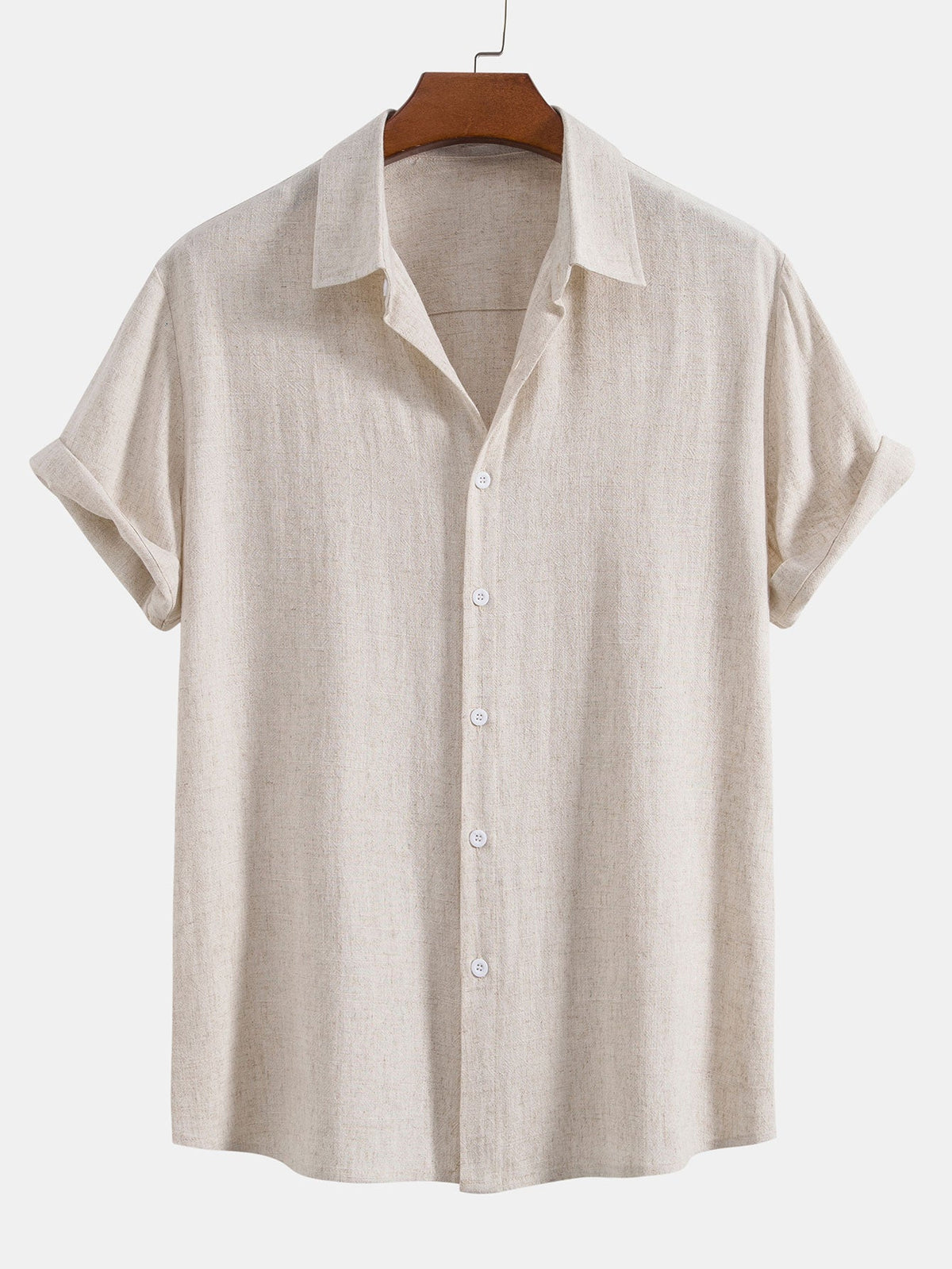 Camicia da uomo in misto lino a maniche corte vestibilità rilassata