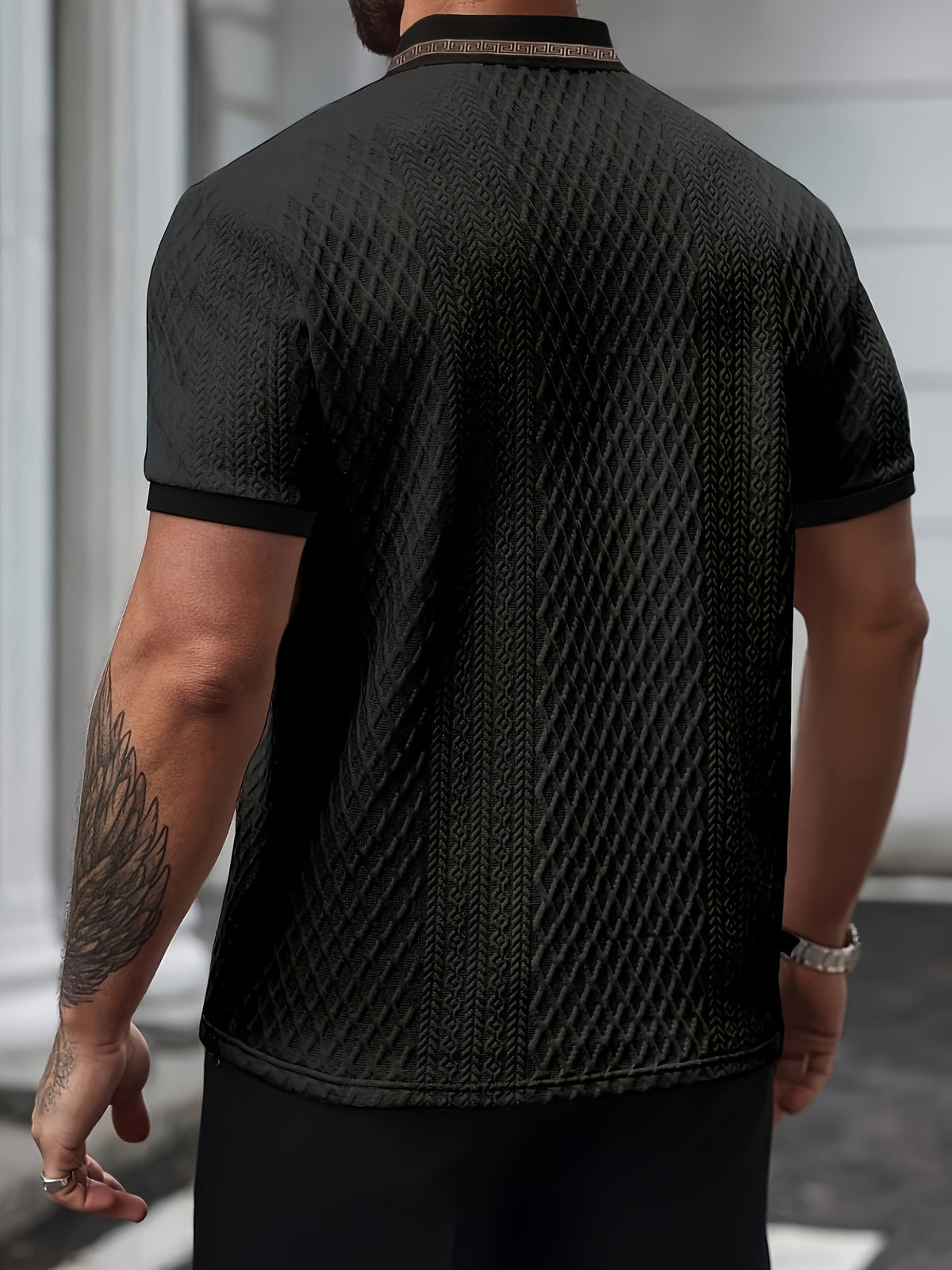 Polo da Uomo Testurizzata a Maniche Corte Slim Fit Traspirante