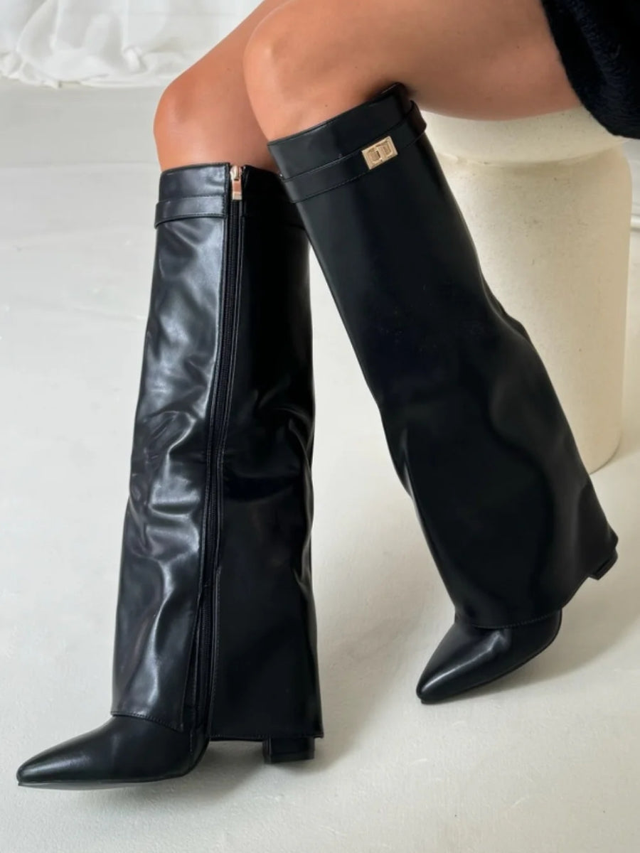Evy | Stivali da Donna Eleganti in Camoscio Pregiato con Dettagli Dorati