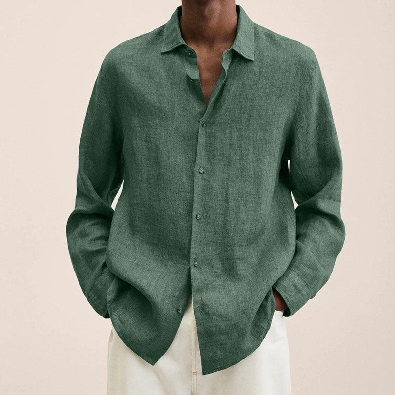 Camicia in lino a maniche lunghe da uomo