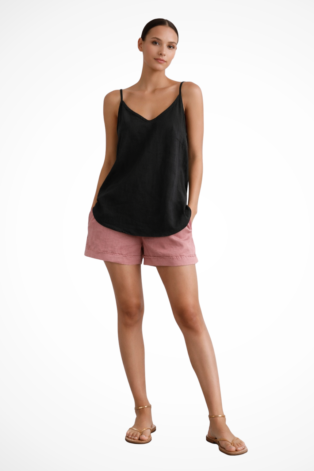 Nerina | Top Primaverile in Lino con Spalline Sottili da Donna